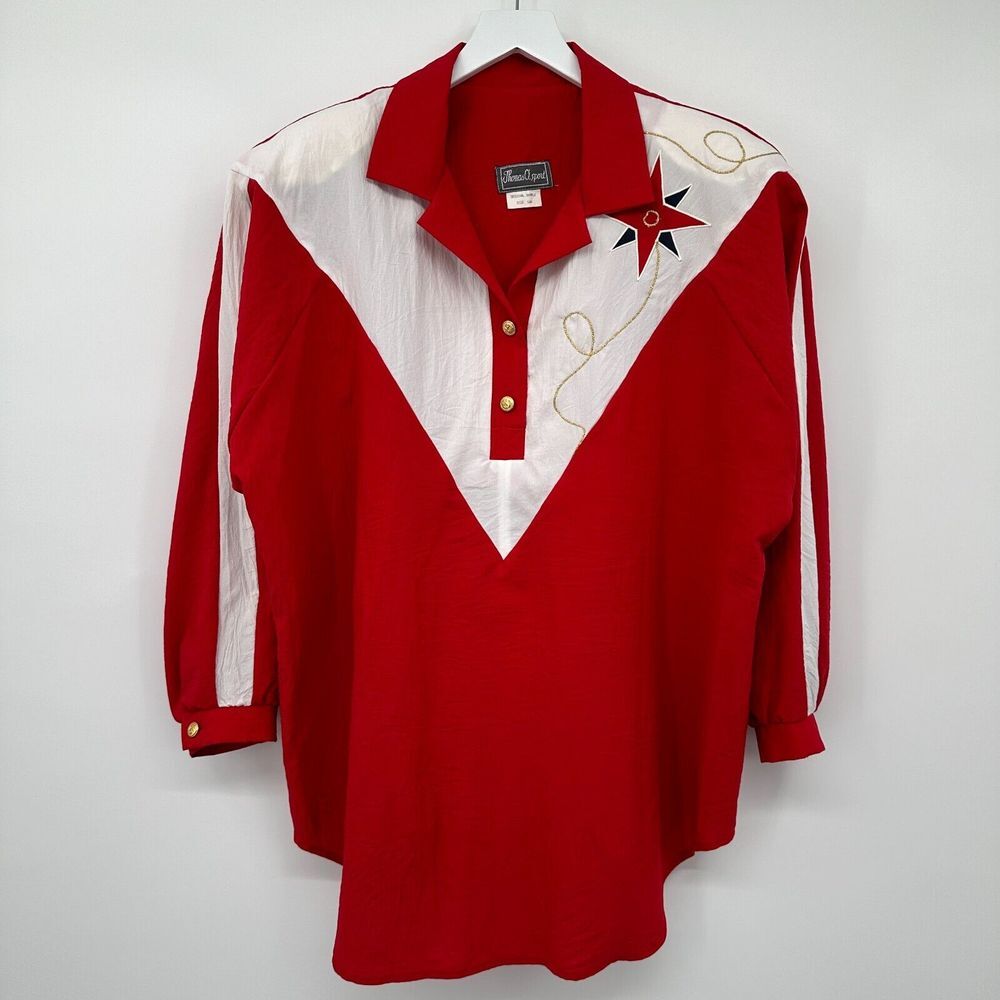 Vintage Thomas O Sport Tunic Top Shirt Blouse Size 16W Shoulder Pads‎ Oversize